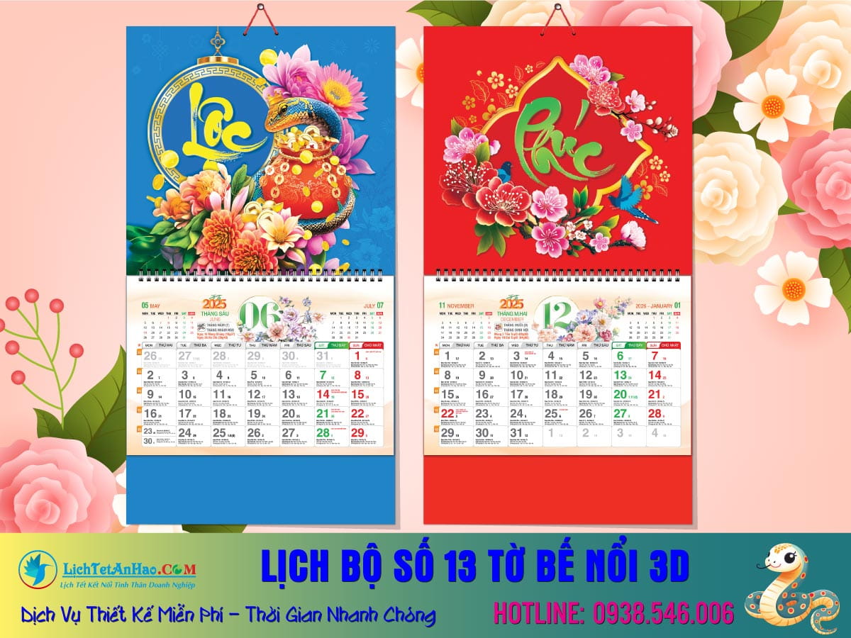 Lịch Lò Xo (37×70) Bộ Số 2025